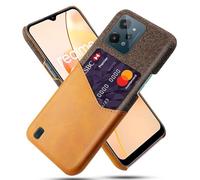Coque pour Realme C31 4G,Antidérapant,Pprotection Contre la Chute à 360°,Résistance aux Empreintes digitales,Caisse en Cuir en Toile et en PU avec 1 Fente pour Cartes derrière-Brown