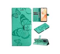Coque pour Realme C31 4G Papillon de Protection Etui à Rabat en Cuir PU avec Porte-cartes Magnétique Compatible avec Realme C31 4G Vert