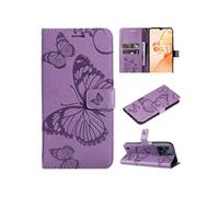 Coque pour Realme C31 4G Papillon de Protection Etui à Rabat en Cuir PU avec Porte-cartes Magnétique Compatible avec Realme C31 4G Violet