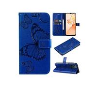 Coque pour Realme C31 4G Papillon de Protection Etui à Rabat en Cuir PU avec Porte-cartes Magnétique Compatible avec Realme C31 4G Bleu