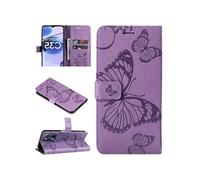 Coque pour Realme C35 4G Papillon de Protection Etui à Rabat en Cuir PU avec Porte-cartes Magnétique Compatible avec Realme C35 4G Violet