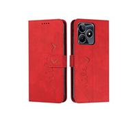 Coque pour Realme C35/Narzo 50A PRIME 4G Housse en Cuir PU Magnetique Flip Pochette de Portefeuille Etui de Protection Rouge