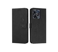 Coque pour Realme C35/Narzo 50A PRIME 4G Housse en Cuir PU Magnetique Flip Pochette de Portefeuille Etui de Protection Noir
