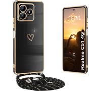 Coque Pour Realme C53 4g Avec Cordon, Coque Pour Realme C51 4g/C53 4g Avec Collier Housse Avec Motif Coeur D'amour Étui Pour [J4851]