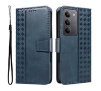 Coque Pour REALME C71 - REALME C75 - REALME 14X 5G - Étui cuir à carreaux et coutures contrastées - Bleu violet COQUE TELEPHONE