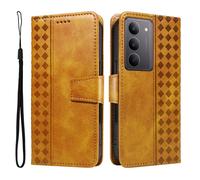 Coque Pour REALME C71 - REALME C75 - REALME 14X 5G - Étui cuir à carreaux et coutures contrastées - Jaune violet COQUE TELEPHONE