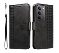 Coque Pour REALME C71 - REALME C75 - REALME 14X 5G - Étui cuir à carreaux et coutures contrastées - Noir violet COQUE TELEPHONE