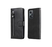 Coque pour Realme GT Neo 2 Supports De Fente Pour Carte Porte-cartes et Fermeture Magnétique Eclair Housse De Protection Etui en Cuir Noir