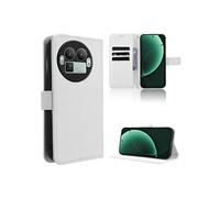Coque pour Realme GT8 Pro Etui Protection Housse Premium en Cuir PU, Pochette Flip Case Compatible avec Book Blanc