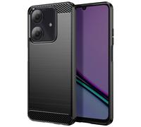 Coque pour Realme Note 60 en Silicone Effet Carbone Texture Brossée Noir
