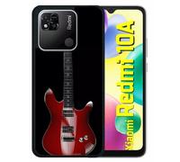 Coque Pour Redmi 10a - Guitare Red - Silicone - Noir