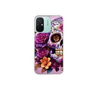 Coque pour Redmi 12C et 11A avec motif tete de mort calavera violette