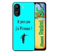 Coque pour redmi 13c 4g - je peux pas j ai petanque turquoise - silicone - noir