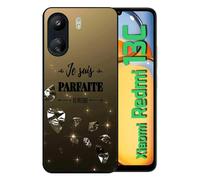 Coque Pour Redmi 13c 4g - Je Suis Parfaite Ou Presque Fond Diamant - Silicone - Noir