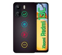 Coque Pour Redmi 13c 4g - Rebus I Love Windows And Phone - Silicone - Noir