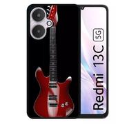 Coque Pour Redmi 13c 5g - Guitare Red - Silicone - Noir