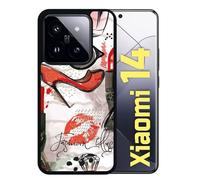 Coque Pour Redmi 14 - Motif Girly Fond Blanc - Silicone - Noir
