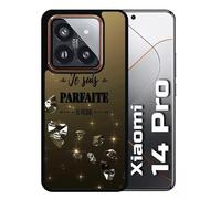 Coque Pour Redmi 14 Pro - Je Suis Parfaite Ou Presque Fond Diamant - Silicone - Noir