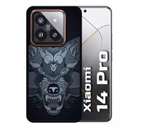 Coque Pour Redmi 14 Pro - Loup Fond Gris - Silicone - Noir