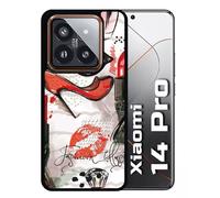 Coque Pour Redmi 14 Pro - Motif Girly Fond Blanc - Silicone - Noir