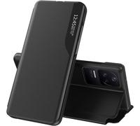 Coque Pour Redmi K40 / Redmi K40 Pro, Redmi K40 Clear View Étui À Rabat Housse Étui Translucide 360 Antichoc Anti-Rayure Flip Folio Stand Support Coque Pour Redmi K40,Qh Cc Black
