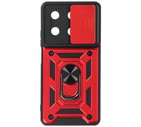 Coque pour Redmi Note 13 5G Bague Support Cache caméra coulissant Rouge