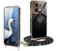 Coque pour Redmi Note 13 Pro 4G avce Cordon Antichoc Housse pour Redmi Note 13 Pro 4G Silicone avec Motif Coeur d'amour Mignon Lanyard Case Réglable Téléphone Portable Cover,Coque avec Collier Case