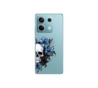 Coque pour Redmi Note 13 PRO 5G avec motif tete de mort et fleur bleu