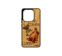 Coque pour Redmi Note 14 4G Europe en bois silicone no drama lama comique drole case mobile de protection cartoon rouge llama pour Xiaomi
