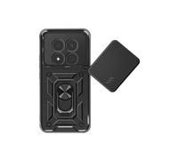 Coque pour Redmi Note 15 Pro 5G avec Cache Caméra Pivotant et Bague Support Noir