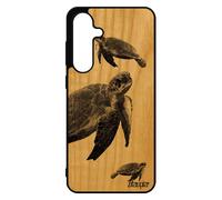 Coque Pour S24 Fe Vrai Bois Silicone Tortue Marin Animal Gris Ocean Animaux Nature De Mer Portable Design Luth Souple Pour Samsung Galaxy