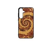 Coque pour S25+ Plus bois silicone Mandala effet 3d jolie rosace original bouddhisme Marron etui coloré solide rigide pour Samsung galaxy