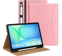 Coque pour Samsug Galaxy Tab S10 Lite/S10 FE/S9 FE 5G 10,9 Pouces 2025/2023, S9 11 Pouces 2023 avec Porte-Stylet, PU Multi-Angles Coque pour Tab S10 Lite avec Dragonne, Poche, Rose Cannelle
