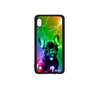 Coque pour Samsung A10 silicone chien case multicolore arc en ciel eclair bumper bulldog francais rigide portable animaux de galaxy