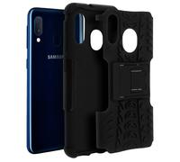 Coque pour Samsung Galaxy A20e Bi matière Silicone Béquille Support Noir