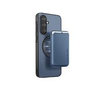 Coque pour Samsung A36 Porte-carte Magnétique Fibre de carbone Bleu pâle