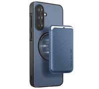 Avizar Coque pour Samsung A36 Porte-carte Magnétique Fibre de carbone Bleu pâle