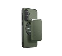 Avizar Coque pour Samsung A36 Porte-carte magnétique fibre de carbone antidérapante Vert foncé