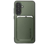 Coque pour Samsung A36 Porte-carte Magnétique Fibre de carbone Vert foncé