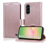 Coque pour Samsung A56 5G Etui 2025 Housse Portefeuille [RFID Blocage] Housse en PU Cuir Double Stitch Business Etui à Rabat Case for Samsung Galaxy A56 6.7 Pouces 2025 [Fentes pour Cartes] -Rose