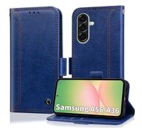 Coque pour Samsung A56 5G Etui 2025 Housse Portefeuille [RFID Blocage] Housse en PU Cuir Double Stitch Business Etui à Rabat Case for Samsung Galaxy A56 6.7 Pouces 2025 [Fentes pour Cartes] -Bleu