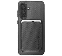Coque pour Samsung A56 Porte-carte Magnétique Fibre de carbone Noir
