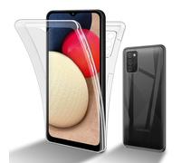 cadorabo Coque Compatible avec Samsung Galaxy A02s EU en Transparent - Étui pour téléphone Portable Complet à 360 ° Protection Avant et arrière Protection complète avec Protection d'écran