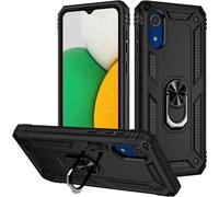 Coque Pour Samsung Galaxy A03 Core + Hd Verre Trempé, Étui Protection Tpu/Pc Souple Durable Avec Support De 360° Rotation Anneau Antichoc Armor Box Coque, Noir