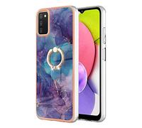 Coque pour Samsung Galaxy A03s Marbre,Housse étui gel en silicone Paillette Marbre Texture avec Rotation Bague 360 °Stand Holder anti-dérapant pour Samsung Galaxy A03s pare-chocs TPU Souple,Pourpre