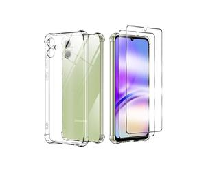 Coque pour Samsung Galaxy A06 avec 2 Protecteur D'écran en Verre Trempé, Housse de Protection Silicone TPU Bumper Antichoc - TECHTA