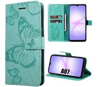 Coque pour Samsung Galaxy A07, Protection Flip Case Antichoc en Simili Cuir Motif Papillons - Vert - EFConnection