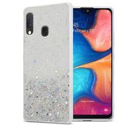 cadorabo Etui Compatible avec Le Samsung Galaxy A10e / A20e en Transparent avec Paillettes - Housse de Protection en Silicone TPU Flexible avec Paillettes Scintillantes - Ultra Slim Back Case