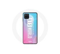 Coque pour Samsung Galaxy A12 Bangtan Garçons Logo BTS WORLD Jeu vidéo Fond Bleu Rose