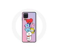 Coque pour Samsung Galaxy A12 BTS Bangtan Sonyeondan BT21 Tata Chimmy Cooky Rj Koya Mang Et Shooky Fond Rose